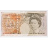 Lowther 10 Pounds FORGERY, serial number not within any issued range, FA91 934509 (B382 for type)