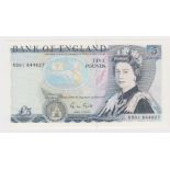 Gill 5 Pounds issued 1988, FIRST RUN serial RD01 644627 (B353, Pick378f) Uncirculated