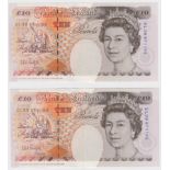 Kentfield 10 Pounds (2) issued 1993, a consecutively numbered pair of COLUMN SORT notes, serial EL39
