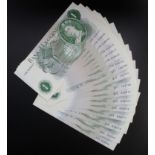 O'Brien 1 Pound (21) issued 1960, 3 consecutively numbered runs of 9 notes, 4 notes and 5 notes,