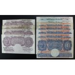 Peppiatt (11), 10 Shillings (4) issued 1940 mauve WW2 emergency issue (B251), 1 Pound (5) issued