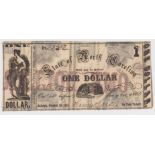 USA North Carolina 1 Dollar dated 1861, printed on backs of old North Carolina 10 Dollar