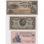 South America (3), Argentina 1 Peso Law 1897 issued 1908 - 1925 (Pick243), Chile 5 Pesos dated