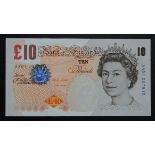 Lowther 10 Pounds issued 2000, FIRST RUN serial AA01 007810 (B388, Pick389a) Uncirculated