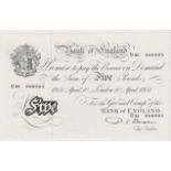 Beale 5 Pounds dated 10th April 1951, serial U35 066093, a consecutively numbered note to the