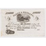 South Africa 5 Pounds Barry & Nephews, Swellendam unissued remainder dated 185x, vignette of