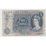 Page 5 Pounds issued 1970, a very hard to find NUMBER 1 note, serial 12E 000001 (B324, Pick375c)