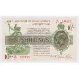 Warren Fisher 10 Shillings issued 1922, serial R/97 558425 (T30, Pick358) lightly pressed, good VF