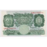 O'Brien 1 Pound issued 1955, scarce REPLACEMENT note only 1 number away from last run, serial S98S