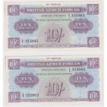 British Armed Forces 10 Shillings (2) issued 1962, 4th Series scarce without punched cancellation