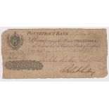 Pontefract Bank One guinea dated 1809 series No.G164 for John Seaton, Sons & Foster (Outing 1723e)
