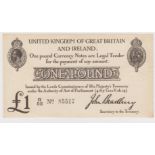 Bradbury 1 Pound issued 23rd October 1914, serial G/52 85517 (T11.1, Pick349a) nice crisp EF