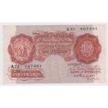 Peppiatt 10 Shillings issued 1934, pre war issue without security thread, LAST SERIES serial A73