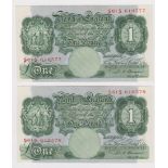 Beale 1 Pound (2) issued 1950, a consecutively numbered pair of scarce REPLACEMENT notes, serial