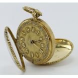 Gents 18ct cased open face pocket watch. Hallmarked London 1826. The gilt dial with roman