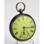 Silver open face pocket watch, dial reads 'John Bennett, London, subsidiary dial, hallmarked 'JF,