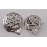 Two Inverness silver Clan badges/brooches, prob. Clan McNab & Clan Mackenzie. The Mackenzie brooch