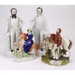 Four Staffordshire figures, comprising Queen, Garibaldi, Sankey & Moody, height 34.5cm approx.