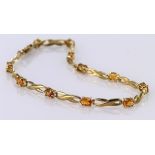 9ct Gold Citrine set Bracelet weight 5.6g