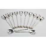 Twelve Maltese (probably) "800" silver shellfish (possibly) forks. Total weight 5oz approx.