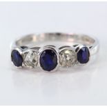 18ct White Gold Sapphire and Diamond set Ring size N weight 2.6g