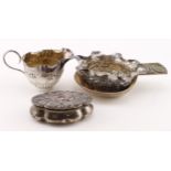 Silver & White Metal. A group of silver & white metal pieces, including silver hallmarked milk