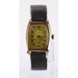 Art - Deco style 9ct cased Tudor wristwatch, engraved on the back "J.E.C 1.4.35" Working when