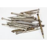 Advertising Pencils. A collection of twenty silver plated propelling advertising pencils,