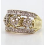 9ct Gold QVC Ring set with white Sapphires size K weight 3.6g