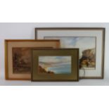 Three original Landscape Watercolours. The first by Charles J Bulgin (b.1900) depicting a coastal
