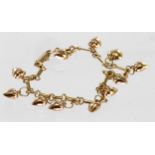 Yellow metal stamped 750 Heart Bracelet weight 9.4g