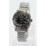 Gents Seawatch Superwaterproof stainless steel cased manual wind wristwatch. The black dial with