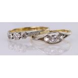 Two 18ct stamped Diamond set Rings weight 3.9g