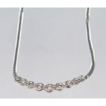 9ct White Gold CZ set necklace weight 5.8g