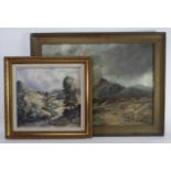Two Framed Oil Paintings. The first on canvas, signed R Moor, depicting a rural highland scene