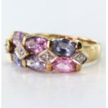 9ct Gold mixed stone Ring size M weight 3.7g