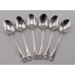Six attached shell silver teaspoons in the 18th century style - hallmarked H.V.P.&Co., Birm. 1906.