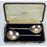 Mersey Tunnel interest. Two matching silver presentation spoons, both engraved to bowl 'Presented to