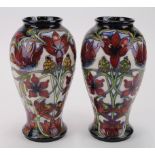 Moorcroft. Pair of high quality 2002 'Delonix' vases, by Shirley Hayes. Height 26cm