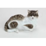Meissen? porcelain cat circa 19th Century, makers marks to base, impressed 'Depose',