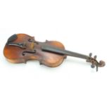 Violin, circa late 19th to early 20th Century, maker unknown, back length 38cm (including button)