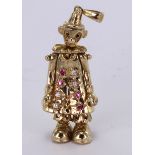 9ct Gold stone set Clown pendant weight 8.3g