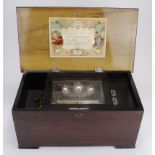 Swiss 10 Airs three bell music box with butterfly hammers, circa late 19th Century, label to