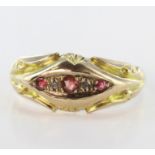 9ct Gold Ruby and Diamond Ring size N weight 1.8g