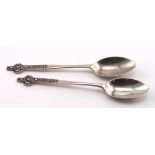 Oban, two Celtic Cross silver teaspoons marked "R. Lindsay, Oban". (The Oban mark on one is rubbed