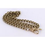9ct gold pocket watch chain. Length approx 52.5cm, weight 36.7g