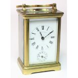 Brass five glass carriage clock, white enamel dial with Roman numerals, dial reads 'Benetfink & Co.,