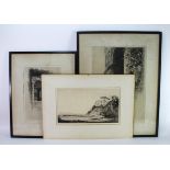 Alonzo C. Webb. Two etchings, depicting European scenes, both signed in pencil by the artist to