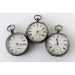 Three silver cased gents pocket watches, all AF