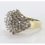9ct Gold Diamond Cluster Ring 1.00ct weight size L weight 6.0g